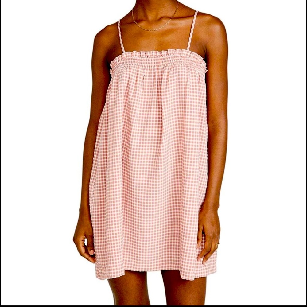 BB Dakota by Steve Madden Lust For Life Dress Rose Blush Mini Check S NWT $79.